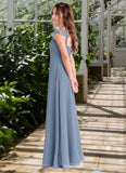 Gloria A-Line Sweetheart Neckline Chiffon Floor-Length Junior Bridesmaid Dress dusty blue STIP0022869