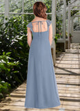 Gloria A-Line Sweetheart Neckline Chiffon Floor-Length Junior Bridesmaid Dress dusty blue STIP0022869