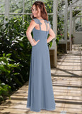 Gloria A-Line Sweetheart Neckline Chiffon Floor-Length Junior Bridesmaid Dress dusty blue STIP0022869