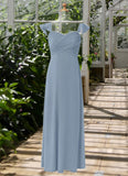 Gloria A-Line Sweetheart Neckline Chiffon Floor-Length Junior Bridesmaid Dress dusty blue STIP0022869