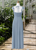 Gloria A-Line Sweetheart Neckline Chiffon Floor-Length Junior Bridesmaid Dress dusty blue STIP0022869