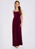 Parker A-Line Velvet Floor-Length Junior Bridesmaid Dress Cabernet STIP0022870