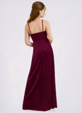 Parker A-Line Velvet Floor-Length Junior Bridesmaid Dress Cabernet STIP0022870