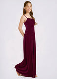 Parker A-Line Velvet Floor-Length Junior Bridesmaid Dress Cabernet STIP0022870