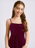 Parker A-Line Velvet Floor-Length Junior Bridesmaid Dress Cabernet STIP0022870