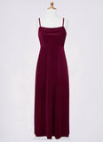 Parker A-Line Velvet Floor-Length Junior Bridesmaid Dress Cabernet STIP0022870