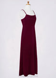 Parker A-Line Velvet Floor-Length Junior Bridesmaid Dress Cabernet STIP0022870