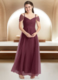 Lea A-Line Off the Shoulder Tulle Floor-Length Junior Bridesmaid Dress Cabernet STIP0022873