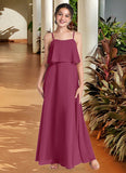 Brenda A-Line Ruched Chiffon Floor-Length Junior Bridesmaid Dress Mulberry STIP0022874