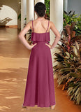 Brenda A-Line Ruched Chiffon Floor-Length Junior Bridesmaid Dress Mulberry STIP0022874