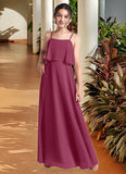 Brenda A-Line Ruched Chiffon Floor-Length Junior Bridesmaid Dress Mulberry STIP0022874