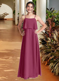 Brenda A-Line Ruched Chiffon Floor-Length Junior Bridesmaid Dress Mulberry STIP0022874