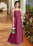 Brenda A-Line Ruched Chiffon Floor-Length Junior Bridesmaid Dress Mulberry STIP0022874