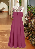 Brenda A-Line Ruched Chiffon Floor-Length Junior Bridesmaid Dress Mulberry STIP0022874