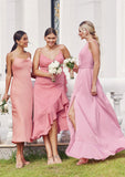 A-line Square Neckline Sleeveless Ankle-Length Stretch Satin Bridesmaid Dresses Jode STIP0025231