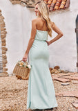 Sheath/Column Strapless Sleeveless Floor-Length Stretch Crepe Bridesmaid Dresses Lilianna STIP0025239