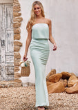 Sheath/Column Strapless Sleeveless Floor-Length Stretch Crepe Bridesmaid Dresses Lilianna STIP0025239