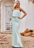 Sheath/Column Strapless Sleeveless Floor-Length Stretch Crepe Bridesmaid Dresses Lilianna STIP0025239