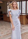 Trumpet/Mermaid Scoop Neck Short Sleeve Floor-Length Stretch Crepe Bridesmaid Dresses with Pleated Ruffles Raelynn STIP0025244