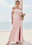 Trumpet/Mermaid Off-the-Shoulder Sleeveless Floor-Length Stretch Crepe Plus Size Bridesmaid Dresses Lillian STIP0025261