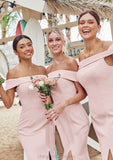 Trumpet/Mermaid Off-the-Shoulder Sleeveless Floor-Length Stretch Crepe Plus Size Bridesmaid Dresses Lillian STIP0025261