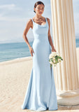 Trumpet/Mermaid Scoop Neck SleevelessFloor-Length Stretch Crepe Bridesmaid Dresses with Split Norah STIP0025271