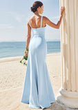 Trumpet/Mermaid Scoop Neck SleevelessFloor-Length Stretch Crepe Bridesmaid Dresses with Split Norah STIP0025271