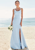 Trumpet/Mermaid Scoop Neck SleevelessFloor-Length Stretch Crepe Bridesmaid Dresses with Split Norah STIP0025271