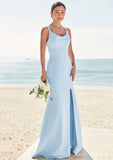 Trumpet/Mermaid Scoop Neck SleevelessFloor-Length Stretch Crepe Bridesmaid Dresses with Split Norah STIP0025271