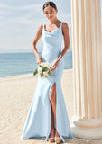 Trumpet/Mermaid Scoop Neck SleevelessFloor-Length Stretch Crepe Bridesmaid Dresses with Split Norah STIP0025271