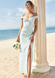 Trumpet/Mermaid Off-the-Shoulder Sleeveless Floor-Length Stretch Crepe Bridesmaid Dresses with Split Skylar STIP0025274