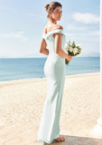 Trumpet/Mermaid Off-the-Shoulder Sleeveless Floor-Length Stretch Crepe Bridesmaid Dresses with Split Skylar STIP0025274