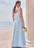 A-line Square Neckline Sleeveless Floor-Length Stretch Crepe Bridesmaid Dresses with Split Philippa STIP0025288