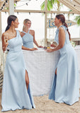 A-line Square Neckline Sleeveless Floor-Length Stretch Crepe Bridesmaid Dresses with Split Philippa STIP0025288