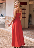 Sheath/Column Cowl Neck Sleeveless Floor-Length Stretch Crepe Bridesmaid Dresses with Pleated Split Kenzie STIP0025289