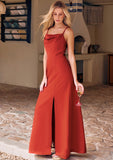 Sheath/Column Cowl Neck Sleeveless Floor-Length Stretch Crepe Bridesmaid Dresses with Pleated Split Kenzie STIP0025289