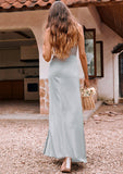 Sheath/Column Square Neckline Sleeveless Floor-Length Stretch Satin Bridesmaid Dresses with Split Molly STIP0025294