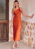 Sheath/Column One-Shoulder Sleeveless Tea-Length Stretch Satin Bridesmaid Dresses with Pleated .co.uk Lia STIP0025297