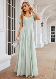 A-line Off-the-Shoulder Sleeveless Long/Floor-Length Chiffon Bridesmaid Dresseses With Pleated Quinn STIP0025307