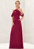 A-line Scalloped Neck Sleeveless Chiffon Long/Floor-Length Bridesmaid Dresses With Pockets Lina STIP0025310