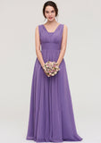 Sleeveless Scalloped Neck Chiffon Long/Floor-Length Bridesmaid Dresseses With Pleated Anabella STIP0025314