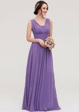 Sleeveless Scalloped Neck Chiffon Long/Floor-Length Bridesmaid Dresseses With Pleated Anabella STIP0025314