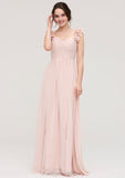 Sweetheart Sleeveless A-line/Princess Chiffon Long/Floor-Length Bridesmaid Dresses With Pleated Shoulder Flower Summer STIP0025315