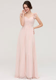 Sweetheart Sleeveless A-line/Princess Chiffon Long/Floor-Length Bridesmaid Dresses With Pleated Shoulder Flower Summer STIP0025315