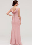 Sleeveless Sheath/Column Long/Floor-Length Chiffon Bridesmaid Dresses With Waistband Beading Ingrid STIP0025317