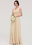 A-line/Princess V Neck Long/Floor-Length A-line/Princess Chiffon Bridesmaid Dresses With Sashes Pleated Shyann STIP0025322