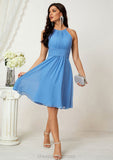 A-line Halter Sleeveless Knee-Length Chiffon Bridesmaid Dresses With Pleated    Phoenix STIP0025324