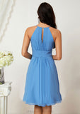 A-line Halter Sleeveless Knee-Length Chiffon Bridesmaid Dresses With Pleated    Phoenix STIP0025324