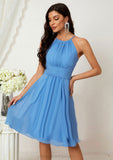 A-line Halter Sleeveless Knee-Length Chiffon Bridesmaid Dresses With Pleated    Phoenix STIP0025324