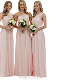 A-Line/Princess One-Shoulder Long/Floor-Length Chiffon Bridesmaid Dresses Virginia STIP0025329